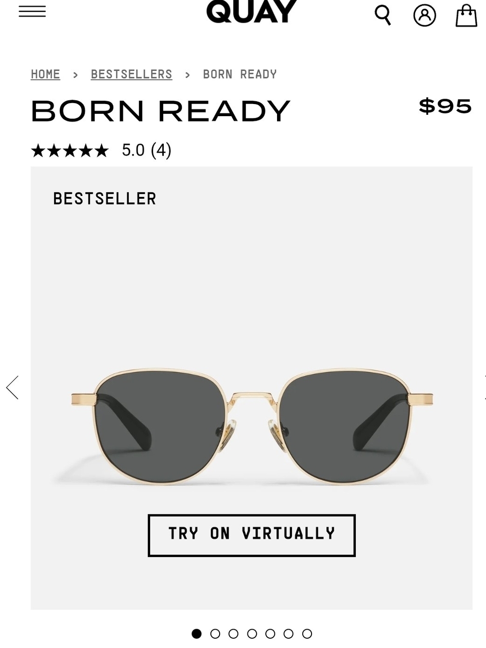 Quay Australia Born Ready Gold Frame Sunglasses with Black Lenses
